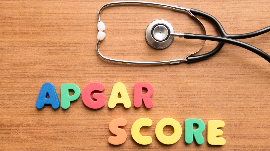 Apgar score colorful word with stethoscope