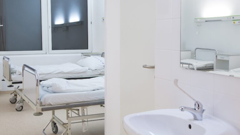 hospital room with bathroom
